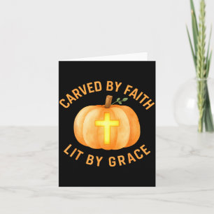 Carved By Faith Lit By Grace Pumpkin Cross Christi Card