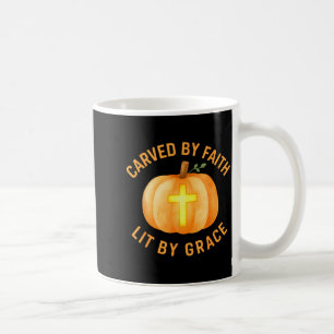 Carved By Faith Lit By Grace Pumpkin Cross Christi Coffee Mug
