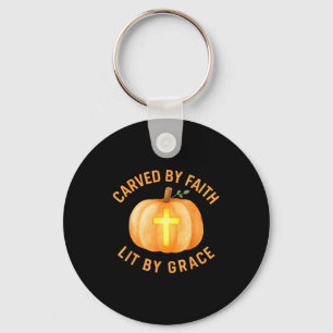 Carved By Faith Lit By Grace Pumpkin Cross Christi Key Ring