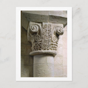 Carved column decorated with croziers and spirals postcard