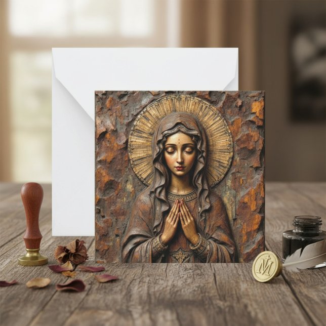 Carved Devotion  Wooden Mary Card (Creator Uploaded)