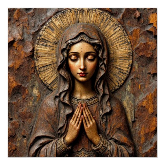 Carved Devotion  Wooden Mary Poster (Front)