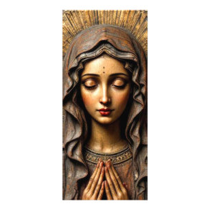 Carved Devotion Wooden Mary Rack Card