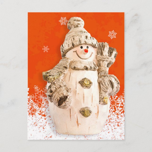 Carved Fig Snowman Postcard (Front)