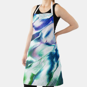 Carved from matte metal, green to blue lilac stain apron