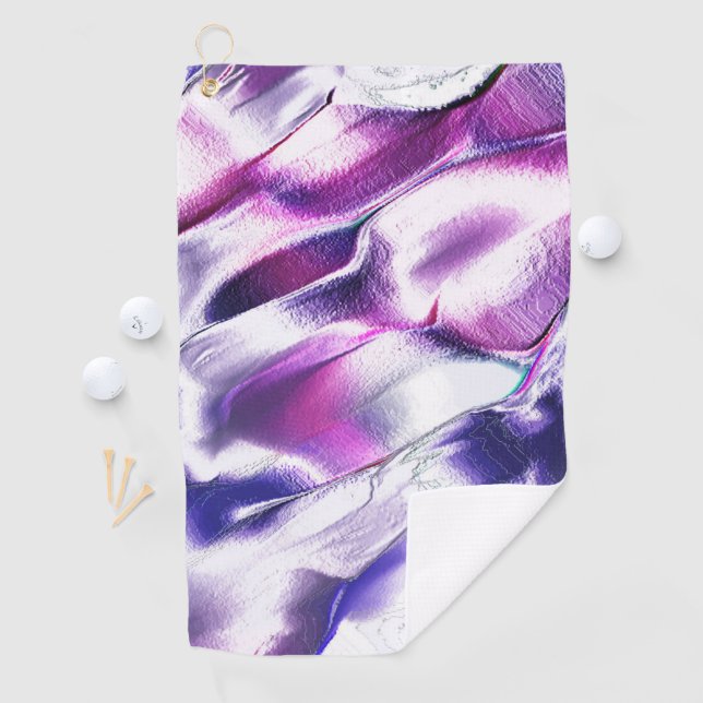 Carved from matte metal, in lilac and purple colou golf towel (InSitu)