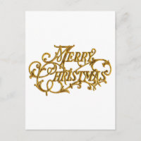 Carved, Golden Fancy Script "Merry Christmas"