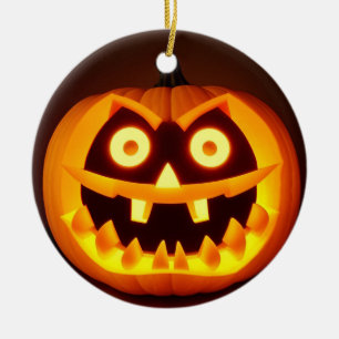 Carved Halloween Pumpkin Ceramic Tree Decoration