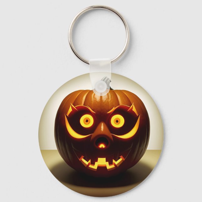 Carved Halloween Pumpkin Key Ring (Front)