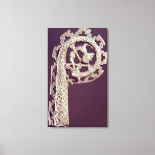 Carved handle of a bishop's crook, bone canvas print