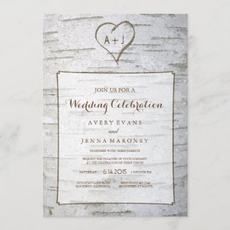 Carved Heart in Tree Wedding Invitation