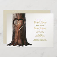 Carved Heart Tree Stump Rustic Minimal Bridal