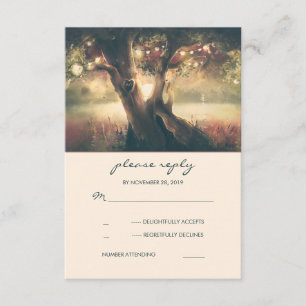Carved Heart Tree Wedding RSVP Cards
