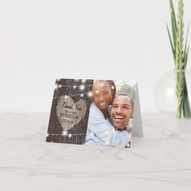 Carved Heart Tree Wedding Thank You (Front)