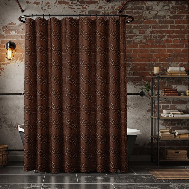 Carved Leather Look Brown Seamless Pattern Shower Curtain (Creator Uploaded)