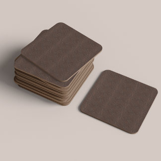 Carved Leather Look Brown Seamless Pattern Square Paper Coaster