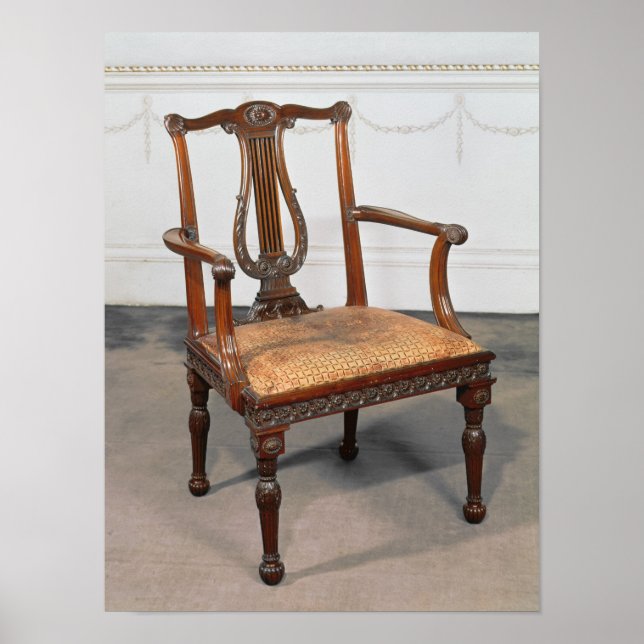 Carved lyre-back chair, supplied by poster (Front)