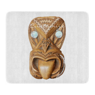 Carved Maori Tiki Face Thunder_Cove Cutting Board