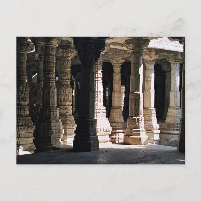 Carved marble temple columns and shadows postcard (Front)