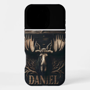 Carved Moose Head Sign iPhone 16 Pro Max Case