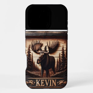 Carved Moose Wood Sign iPhone 16 Pro Max Case