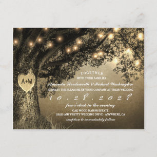 Carved Oak Tree Vintage Rustic Wedding Invitations