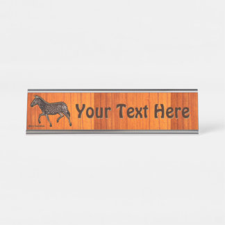Carved Polka Dot Zebra Desk Name Plate