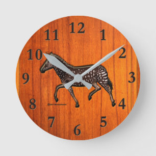 Carved Polka Dot Zebra Round Clock
