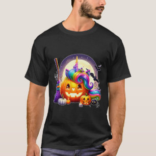 Carved Pumpkin As Unicorn Face Halloween Matching T-Shirt