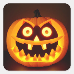 Carved Pumpkin Jack O Lantern Halloween Square Sticker