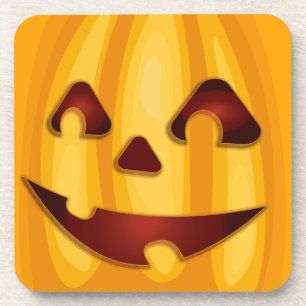 Carved pumpkin smiling Halloween design Coaster