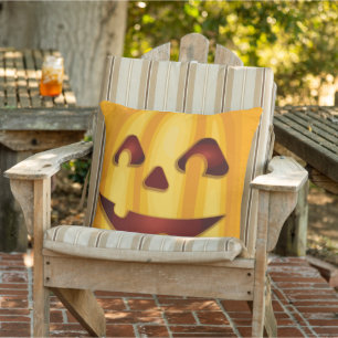 Carved pumpkin smiling Halloween design Cushion