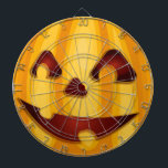 Carved pumpkin smiling Halloween design Dartboard<br><div class="desc">Halloween design with smiling carved pumpkin</div>