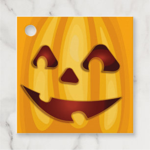 Carved pumpkin smiling Halloween design Favour Tags