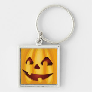 Carved pumpkin smiling Halloween design Key Ring
