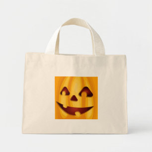 Carved pumpkin smiling Halloween design Mini Tote Bag