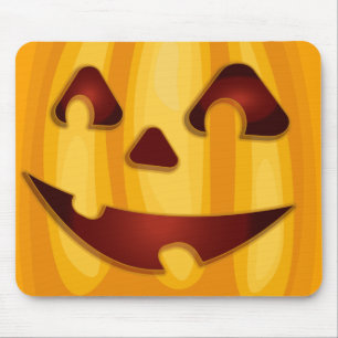 Carved pumpkin smiling Halloween design Mouse Pad