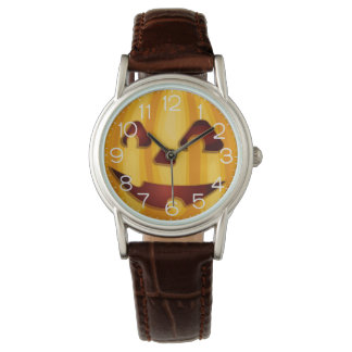 Carved pumpkin smiling Halloween design Watch