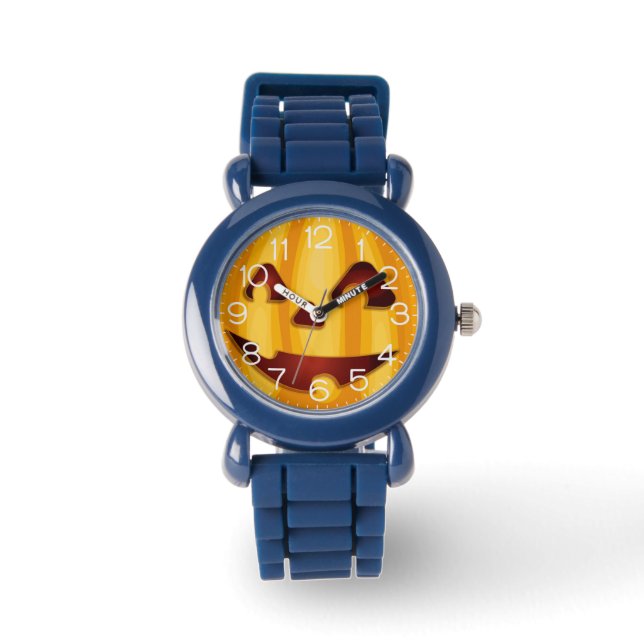 Carved pumpkin smiling Halloween design Watch (Front)