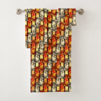Carved rectangular pieces reddish and beige align