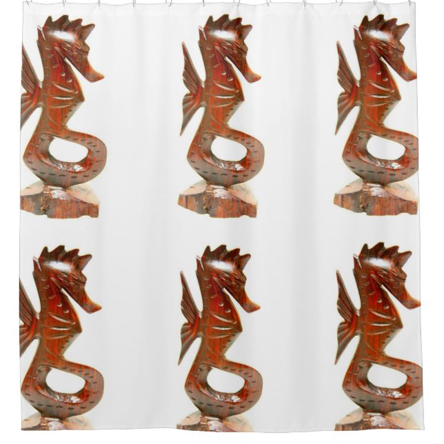 Carved seahorse pattern shower curtain (Front)