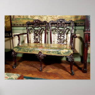 Carved sofa, with tapestry seat, similar to poster