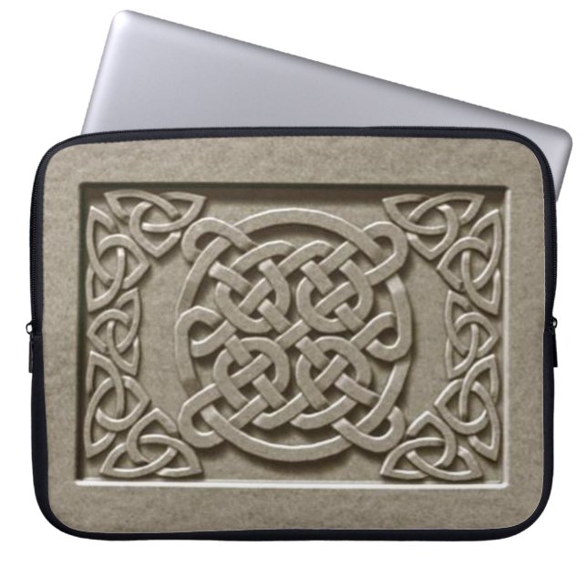 Carved Stone Texture Celtic Knots Laptop Sleeve (Front)