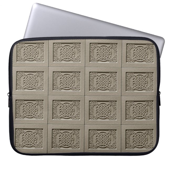 Carved Stone Texture Celtic Knots Laptop Sleeve (Front)