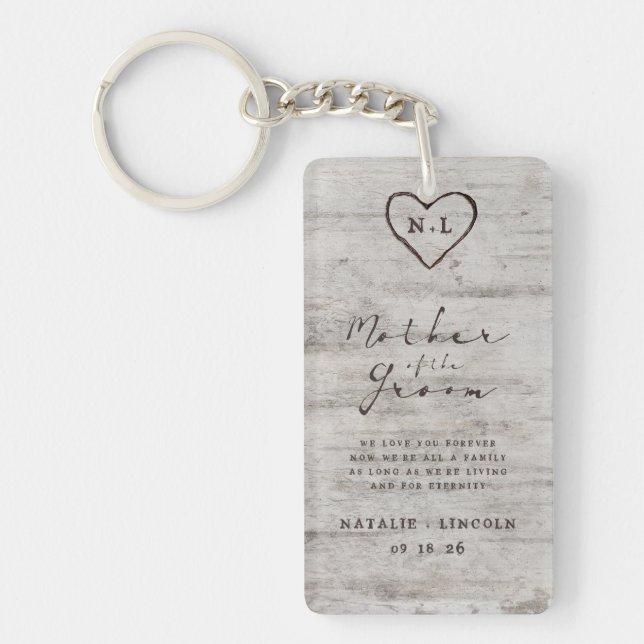 Carved Sweetheart To the Mother of the Groom Quote Key Ring (Front)
