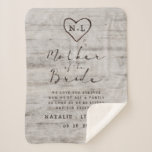 Carved Sweethearts Birch Mother of the Bride Quote Sherpa Blanket<br><div class="desc">Carved Sweethearts Rustic Birch Wood with Aged Grey & Off White Birch Tree Bark Design, and a distressed patina weathered look. This reclaimed lumber design features the couple's initials carved into the heart shape within the tree. Also, distressed typography country chic fonts, along with an elegant vintage handwriting script font....</div>