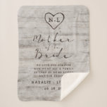 Carved Sweethearts Birch Mother of the Bride Quote Sherpa Blanket<br><div class="desc">Carved Sweethearts Rustic Birch Wood with Aged Grey & Off White Birch Tree Bark Design, and a distressed patina weathered look. This reclaimed lumber design features the couple's initials carved into the heart shape within the tree. Also, distressed typography country chic fonts, along with an elegant vintage handwriting script font....</div>
