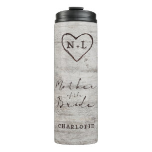 Carved Sweethearts Monogram Mother of the Bride Thermal Tumbler