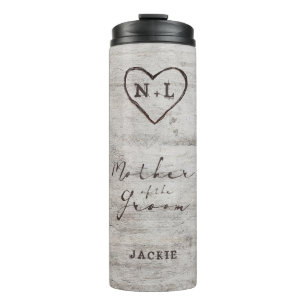 Carved Sweethearts Monogram Mother of the Groom Thermal Tumbler