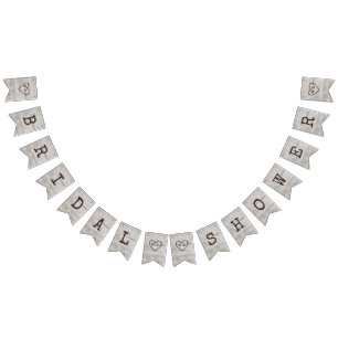 Carved Sweethearts Rustic Birch Bridal Shower Bunting